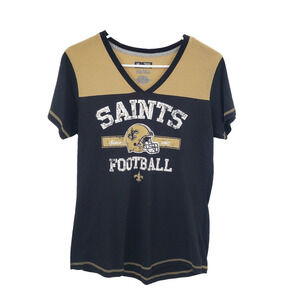 New Orleans Saints Graphic Team T Shirt Women Medium Short Sleeve V Neck Top NFL